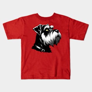 Stunning and Cool Giant Schnauzer Monochrome and Gold Portrait for Father's Day Kids T-Shirt